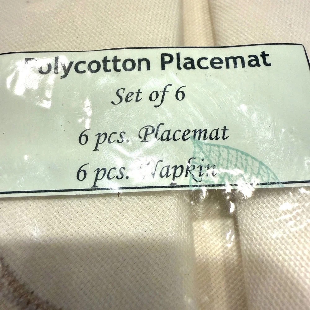 Vintage‎ Floral Embroidered Polycotton Placemat and Napkin Set 12pc Cream Lace
